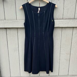 Anthropologie Bailey 44 Little Black Dress With Faux Leather Details Cocktail M